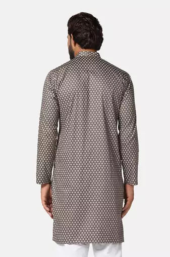 Men brown printed kurta