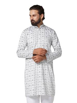 Men green  printed kurta 1