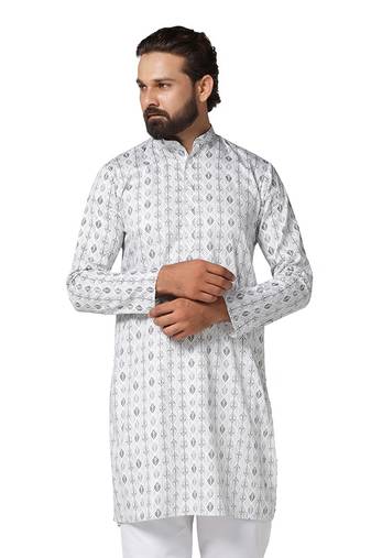 Men green  printed kurta