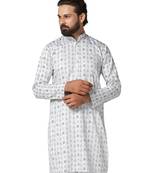 Men green  printed kurta