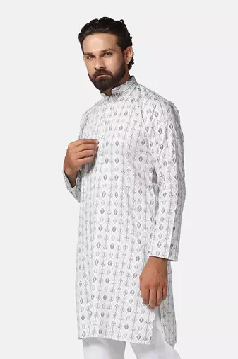 Men green  printed kurta