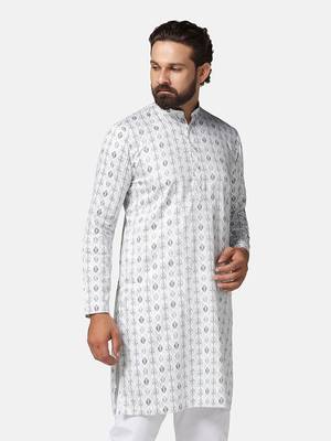 Men green  printed kurta 3