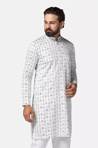 Men green  printed kurta