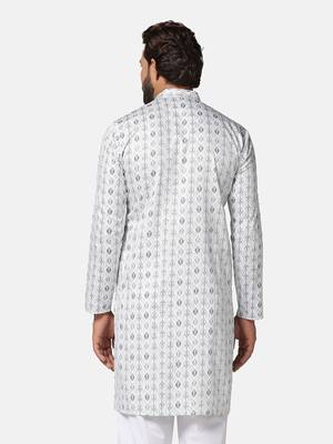 Men green  printed kurta 4