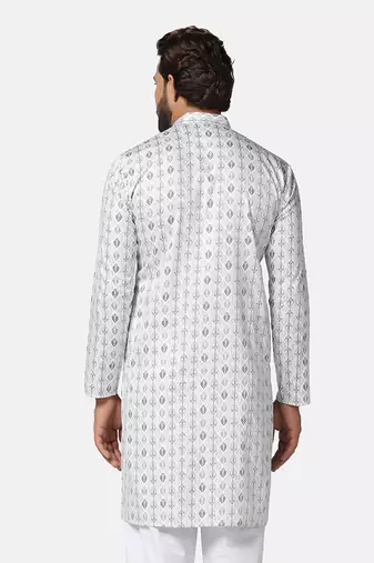Men green  printed kurta
