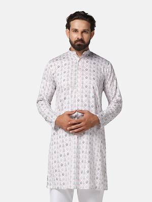 Men pink printed kurta 1
