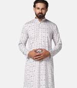 Men pink printed kurta