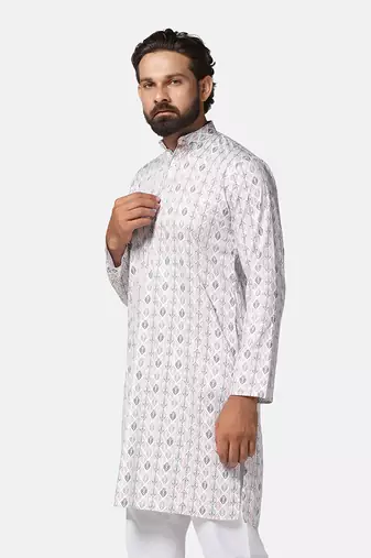 Men pink printed kurta