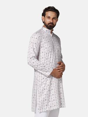 Men pink printed kurta 3