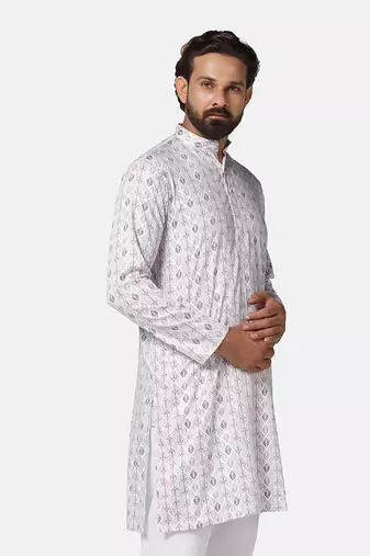 Men pink printed kurta
