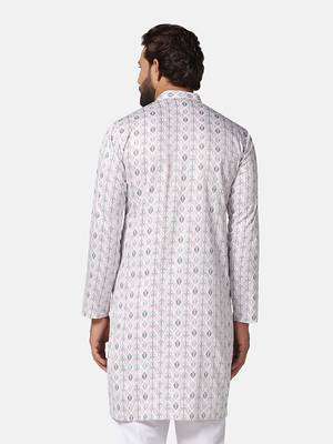 Men pink printed kurta 4
