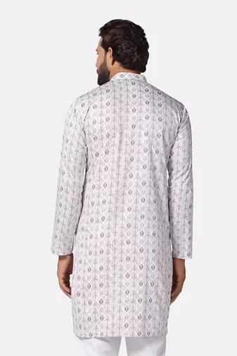 Men pink printed kurta