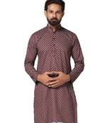 Men maroon printed kurta