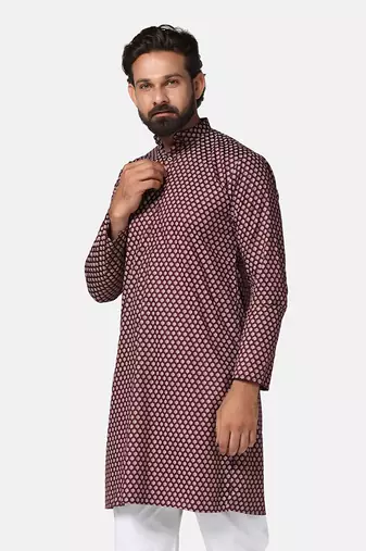 Men maroon printed kurta