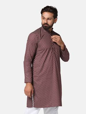 Men maroon printed kurta 3