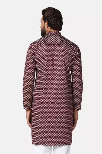 Men maroon printed kurta