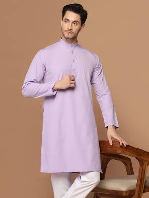 Men solid purple kurta 1