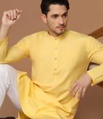 Men solid yellow kurta