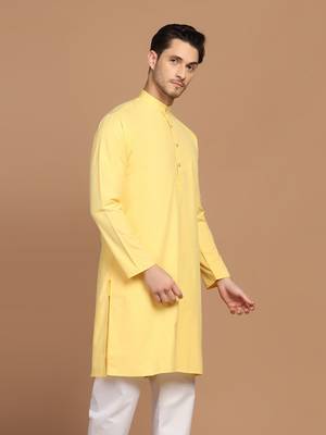 Men solid yellow kurta 2