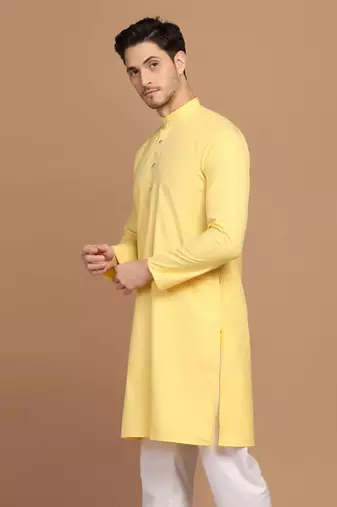 Men solid yellow kurta
