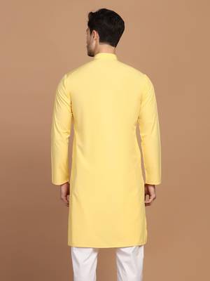Men solid yellow kurta 4