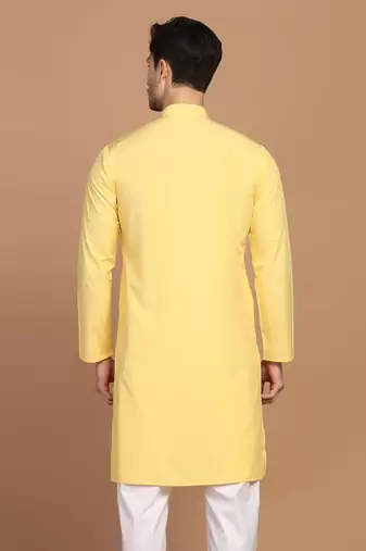 Men solid yellow kurta