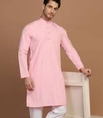 Men solid pink kurta