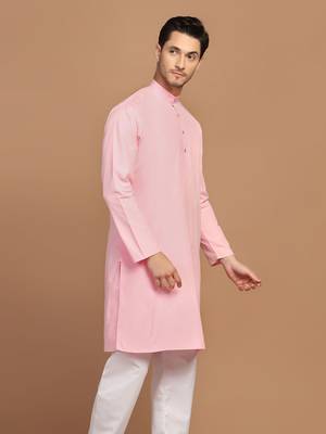 Men solid pink kurta 3