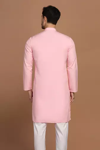 Men solid pink kurta