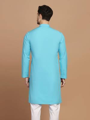 Men solid blue kurta 4