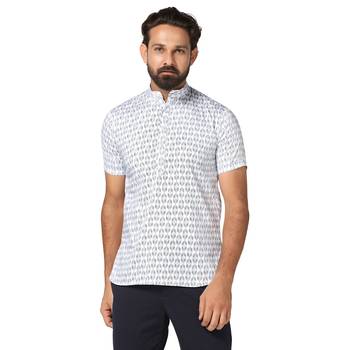 Men printed white short kurta 1
