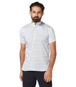 Men printed white short kurta