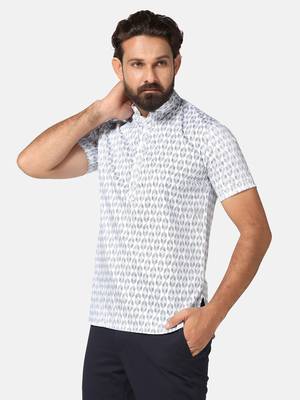 Men printed white short kurta 2