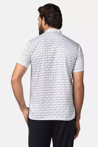 Men printed white short kurta