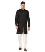 Men black indo sherwani