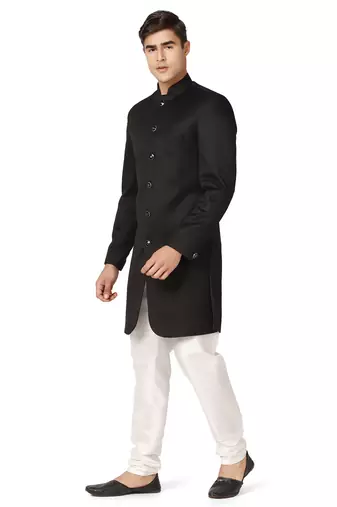 Men black indo sherwani