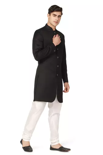 Men black indo sherwani