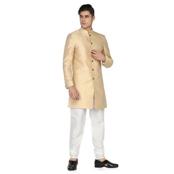 Mens golden indo sherwani 1