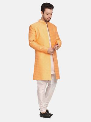 Mens peach indo sherwani 3