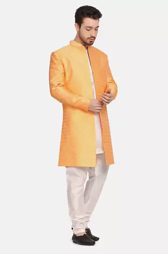 Mens peach indo sherwani