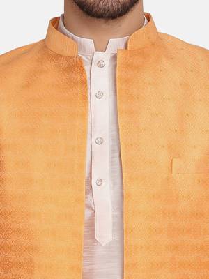 Mens peach indo sherwani 4