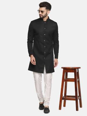 Mens black indo sherwani 1