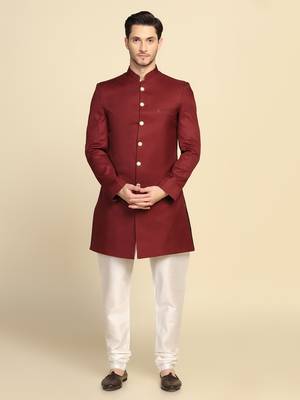 Men maroon indo sherwani 1