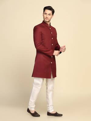 Men maroon indo sherwani 3
