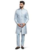 Men sky blue indo sherwani