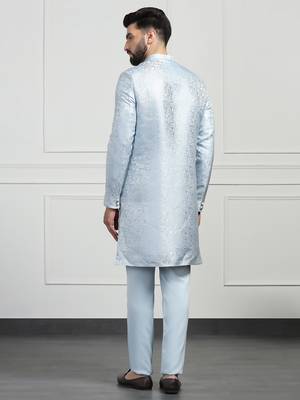 Men sky blue indo sherwani 4