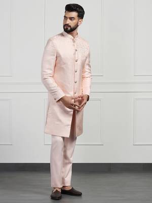 Men peach indo sherwani 2