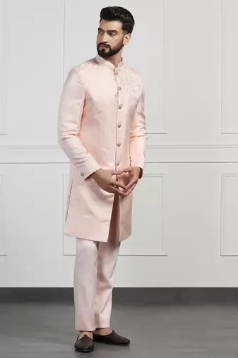 Men peach indo sherwani