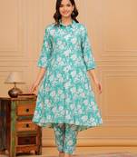 Downy white floral printed rayon co-ord set