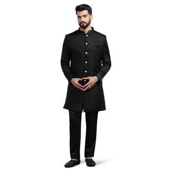 Men black indo sherwani 1